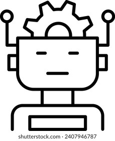robotics self-improving automation concept, human capabilities cybernetic vector line icon design, predictive modeling or adaptive control symbol, artificial intelligence neural circuit illustration