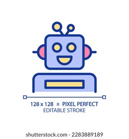 Robotik und STEM Pixel perfekt RGB Farbsymbol. Bauen Sie einfache Maschinen. Die Schüler/innen verfügen über technologische Fertigkeiten. Bildungssystem. Einzige Vektorgrafik. Einfache, ausgefüllte Linienzeichnung. Bearbeitbarer Hub