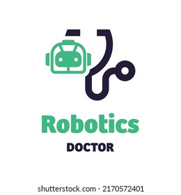 Robotics and stethoscope logo in modern style. on a white background, Concept medical logo