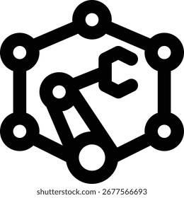 Sistema de robótica, icono de contorno de modelado