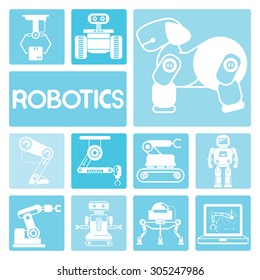 robotics technology concept, robot icons set