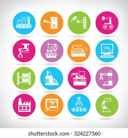 robotics technology in industrial work, robotic and engineering icons