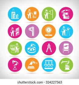 robotics technology in industrial work, robotic and engineering icons