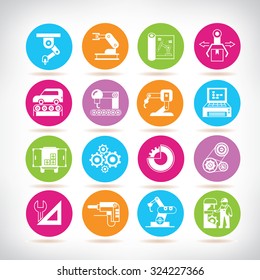 robotics technology in industrial work, robotic and engineering icons