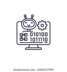 robotics technology line icon with robot