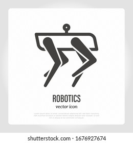 Icono de línea delgada robótica. Ingeniería mecánica. Ilustración vectorial de alta tecnología.