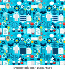 Robotics Tile Pattern. Vector Illustration of Technology Seamless Background.