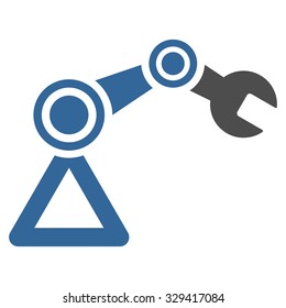 Robotics vector icon. Style is bicolor flat symbol, cobalt and gray colors, rounded angles, white background.