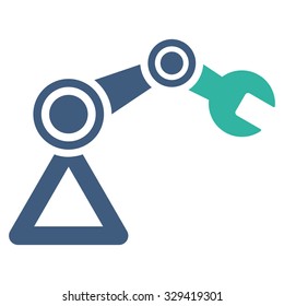 Robotics vector icon. Style is bicolor flat symbol, cobalt and cyan colors, rounded angles, white background.