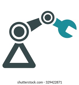 Robotics vector icon. Style is bicolor flat symbol, soft blue colors, rounded angles, white background.