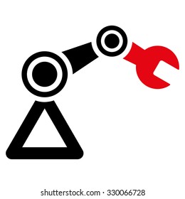 Robotics vector icon. Style is bicolor flat symbol, intensive red and black colors, rounded angles, white background.
