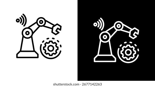 Robótica Diseño de conjunto de iconos blancos