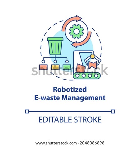 Robotized e-waste management concept icon. Nature protection. Innovations to reduce waste abstract idea thin line illustration. Vector isolated outline color drawing. Editable stroke