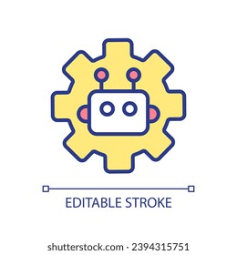 Robotized technology integration RGB color icon. Machine learning algorithm settings. AI development strategy. Isolated vector illustration. Simple filled line drawing. Editable stroke