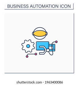 Robotizing color icon. Robotic process automation. Replacement for manual, screen-based work performed by employees. Business automation concept.Isolated vector illustration