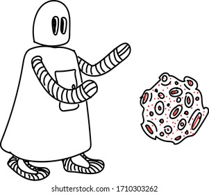 robot-medic carate fighting the virus