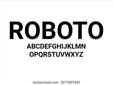 Roboto font for logo and headline. Isolated vector typeset
