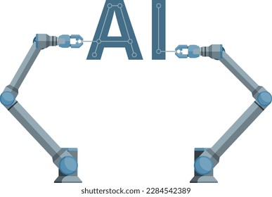 Los robots ensamblan la IA - símbolo de inteligencia artificial. Ilustración del vector