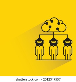 robots brainstorming icon on yellow background