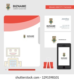 Robots Business Logo, File Cover Visiting Card and Mobile App Design. Vector Illustration