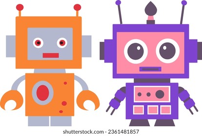 robots character in flat style on white background vector