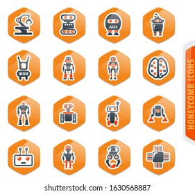 Robots color vector icons for user interface design