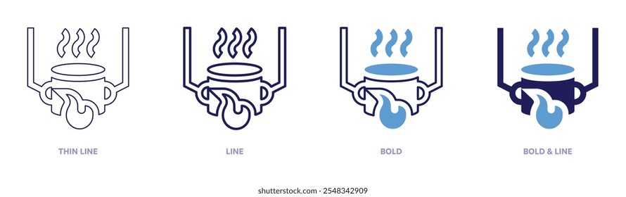 Robots cooking icon in 4 different styles. Thin Line, Line, Bold, and Bold Line. Duotone style. Editable stroke.