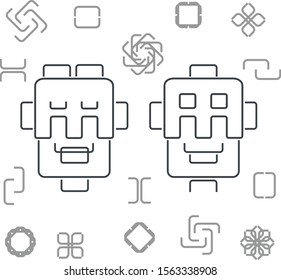 Robots couple techno icons set vector stick figure illustration sketch