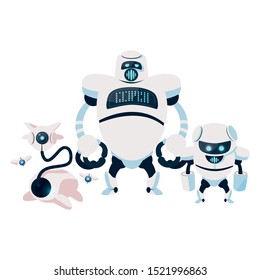 Robots design, Robotic tecnology futuristic toy machine cyborg science and android theme Vector illustration