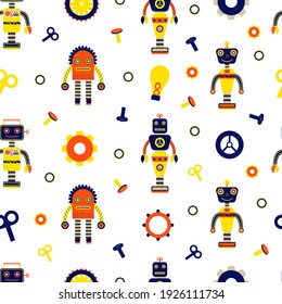 Roboter und Details Kinder nahtlose Vektormuster