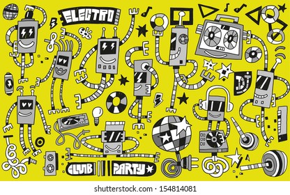  robots - doodles collection vector