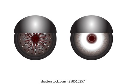 The robot's eyes have brown eyes.