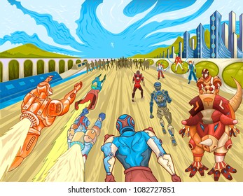 robots fighting in the city