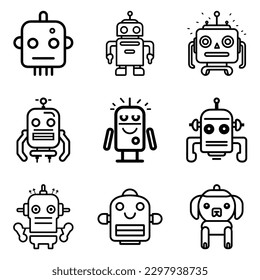 Roboter mit flachem Symbol einzeln auf weißem Hintergrund