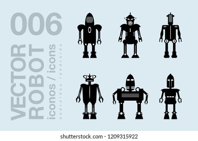 robots flat icons 001, robot clipart, vector robots silhouettes
