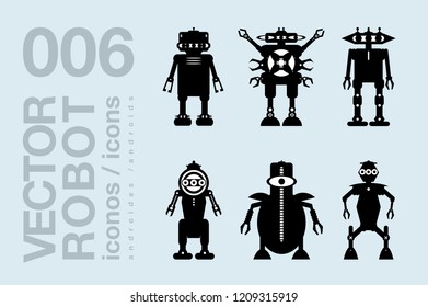 robots flat icons 003, robot clipart, vector robots silhouettes