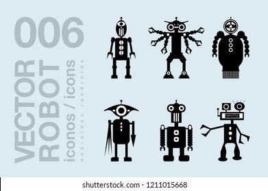 robots flat icons 007, robot clipart, vector robots silhouettes