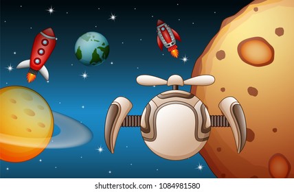 Robots are flying in the space