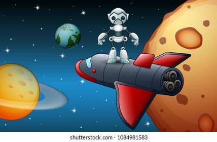 Robots are flying in the space