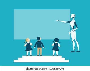 Robots are future babysitters and teachers. RPA, Robotic Process Automatisation concept.