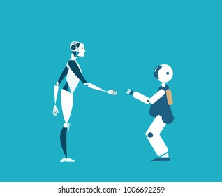 Robots are future reality, babysitters, helpers and teachers. RPA, Robotic Process Automatisation concept.