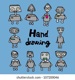 Robots hand drawing style