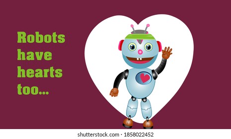 Robots Have Hearts Vector Illustration Robot Stock Vector (royalty Free 