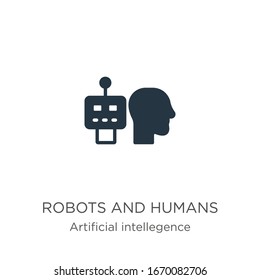 Roboter und Menschen symbolisieren Vektorillustration. Trendy flache Roboter und Menschen Symbol aus künstlicher Intelligenz und zukünftige Technologie Sammlung einzeln auf weißem Hintergrund. Vektorillustration-Illustration kann für Web verwendet werden 