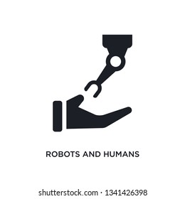 robots and humans isolated icon. simple element illustration from artificial intellegence concept icons. robots and humans editable logo sign symbol design on white background. can be use for web