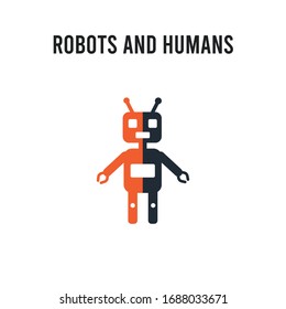 Robots and humans vector icon on white background. Red and black colored Robots and humans icon. Simple element illustration sign symbol EPS