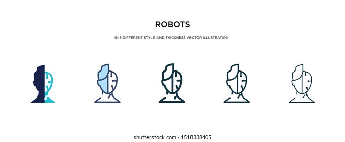 robots icon in different style and thickness vector illustration. two colored and black robots vector icons in filled, outline, line, stroke style can be used for web, mobile, ui
