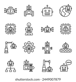 Conjunto de iconos de robots aislados en blanco