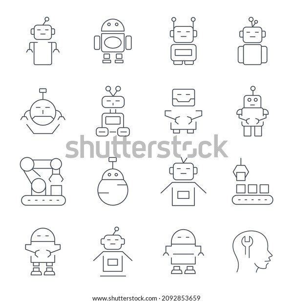 Robots  icons set.Robots pack symbol vector elements\
for infographic web