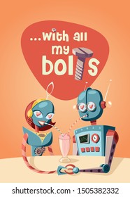 Robots in love vector illustration